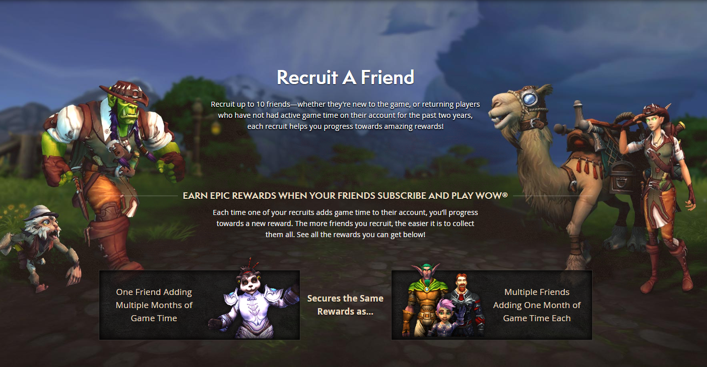 World Of Warcraft Refer A Friend page